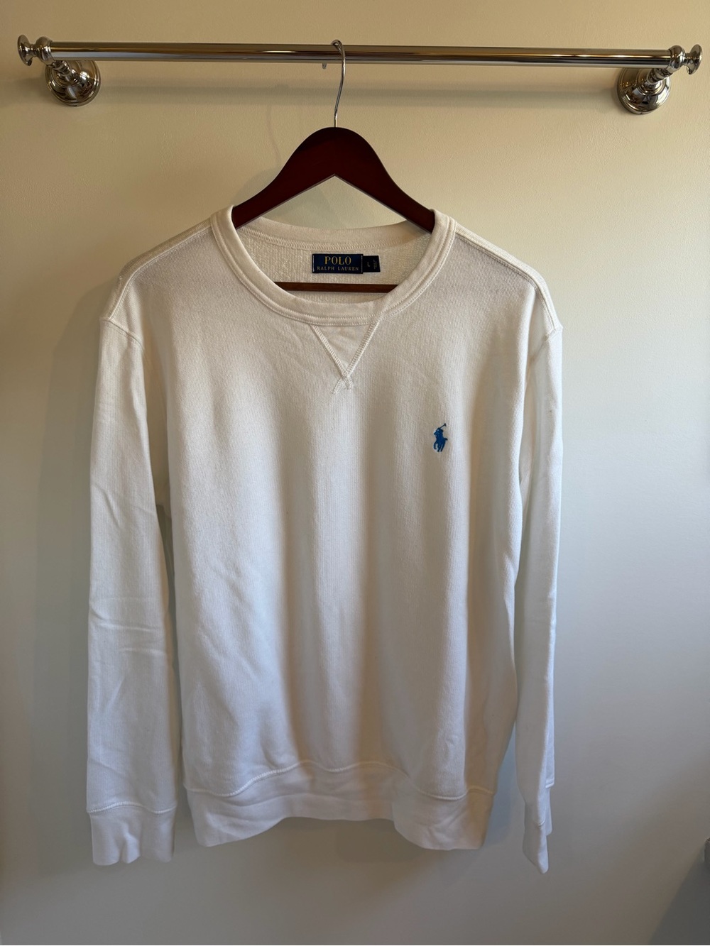 Ralph Lauren White Crewneck Sweatshirt with Blue Pony